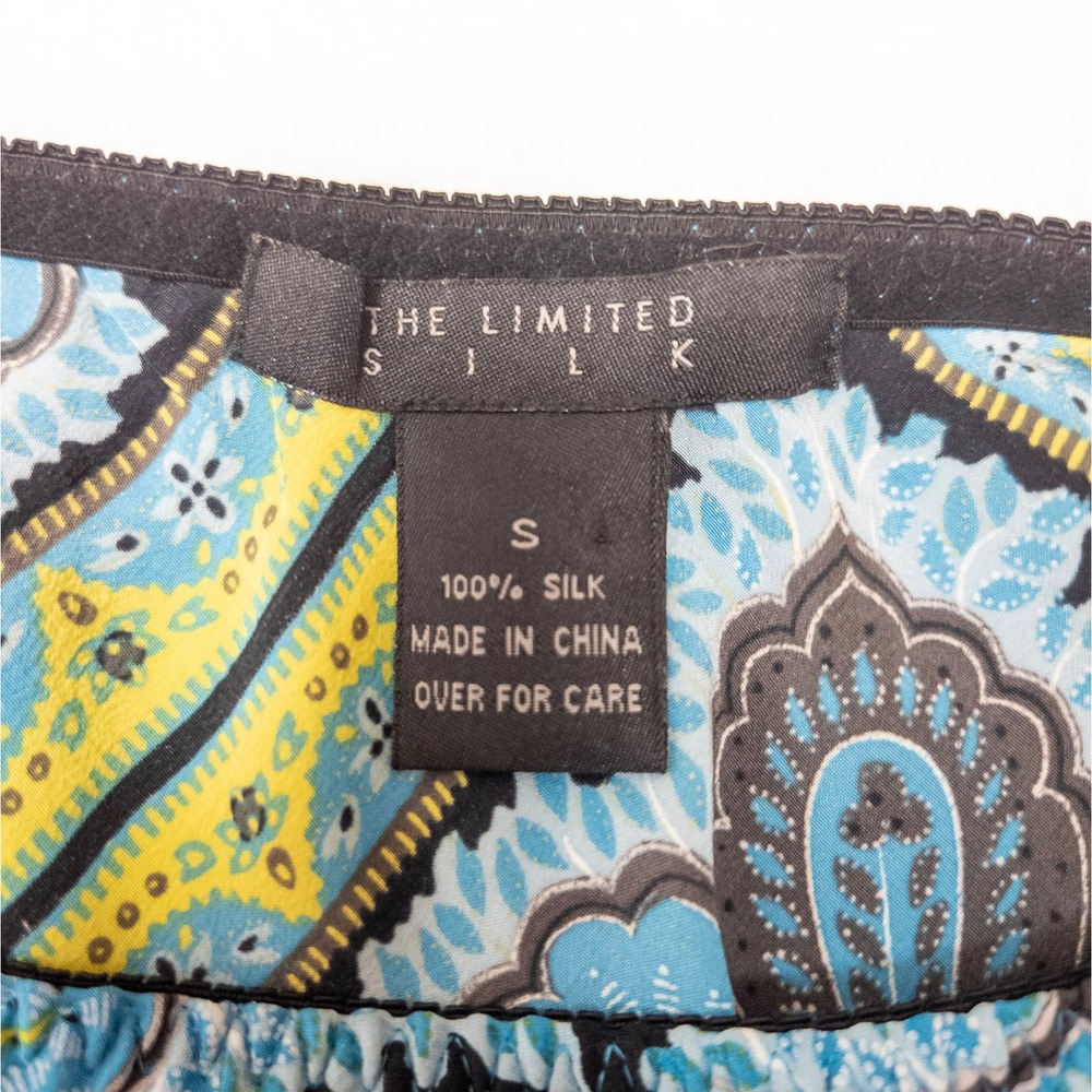 Silk Paisley Bias Midi Skirt Blue Yellow Y2K Slip Skirt The Limited Fairycoreβ S - Picture 4 of 9